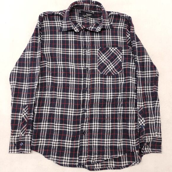 Tailor Vintage Tartan Flannel Long Sleeve Button Up Shirt Mens Size M Black - Picture 1 of 10